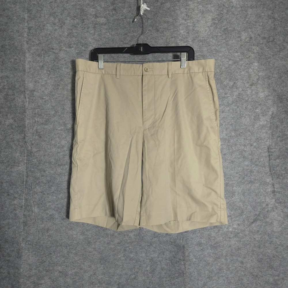Fairway & Greene Flat Front Golf Shorts Mens 36 Khaki Cotton Twill A31175‎ NEW
